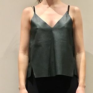 Zara vegan leather hunter green tank